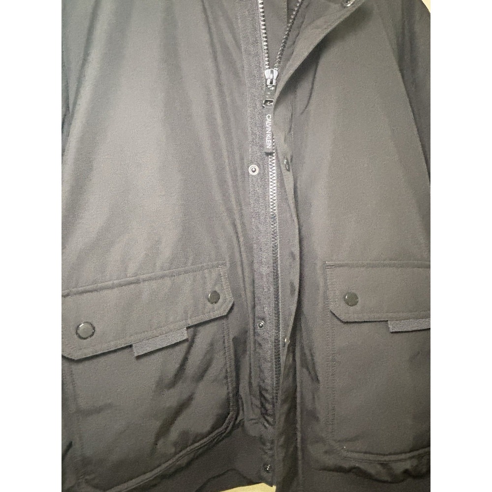 Calvin Klein Mens 2XL Black Hooded Insulated Utility Jacket Faux Shearling Coat - Picture 11 of 13
